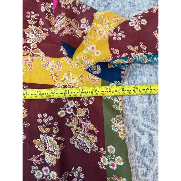 Rose + Olive Women's Button Up Collared Dressy Floral Blouse 2X Boho 3/4 Sleeves - Picture 9 of 11